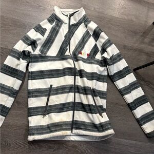 Burton White and Black Striped Zip Hoodie